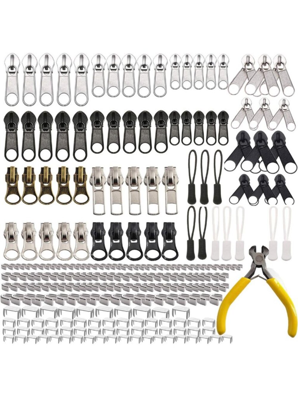 Universal 252-Piece Zipper Repair Kit with Replacement Zippers & Pulls for Bags
